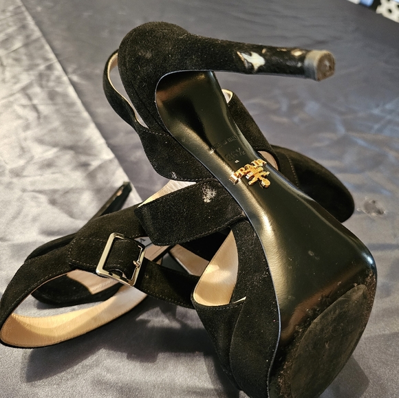 Prada Suede Printed Slingback Sandals - Picture 5 of 6